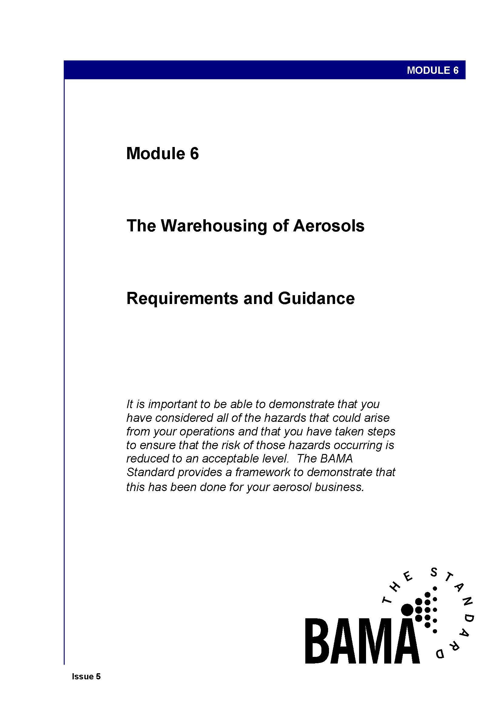 BAMA Standard Module 6 - The Warehousing of Aerosols